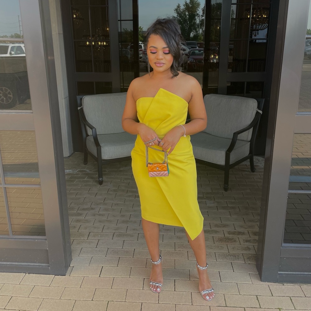 Yellow House of CB cocktail dress